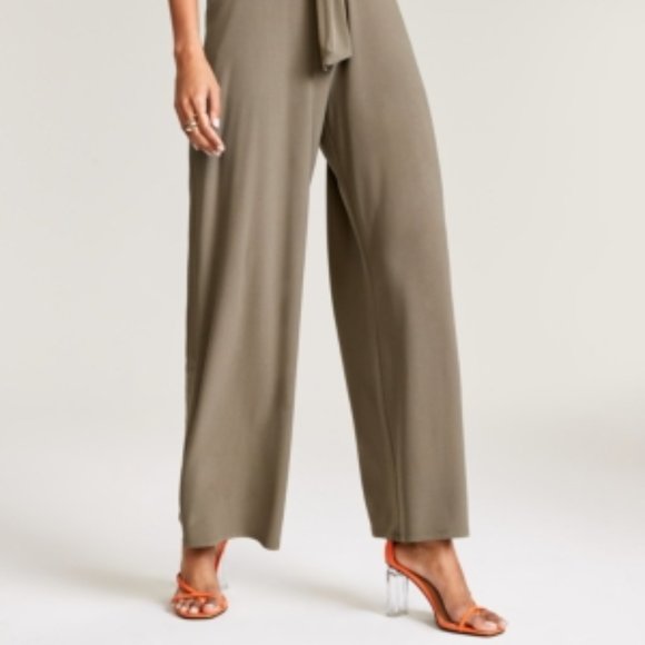 Bar III Olive Green | High Waisted Pants | Bow-Tied - Picture 2 of 3